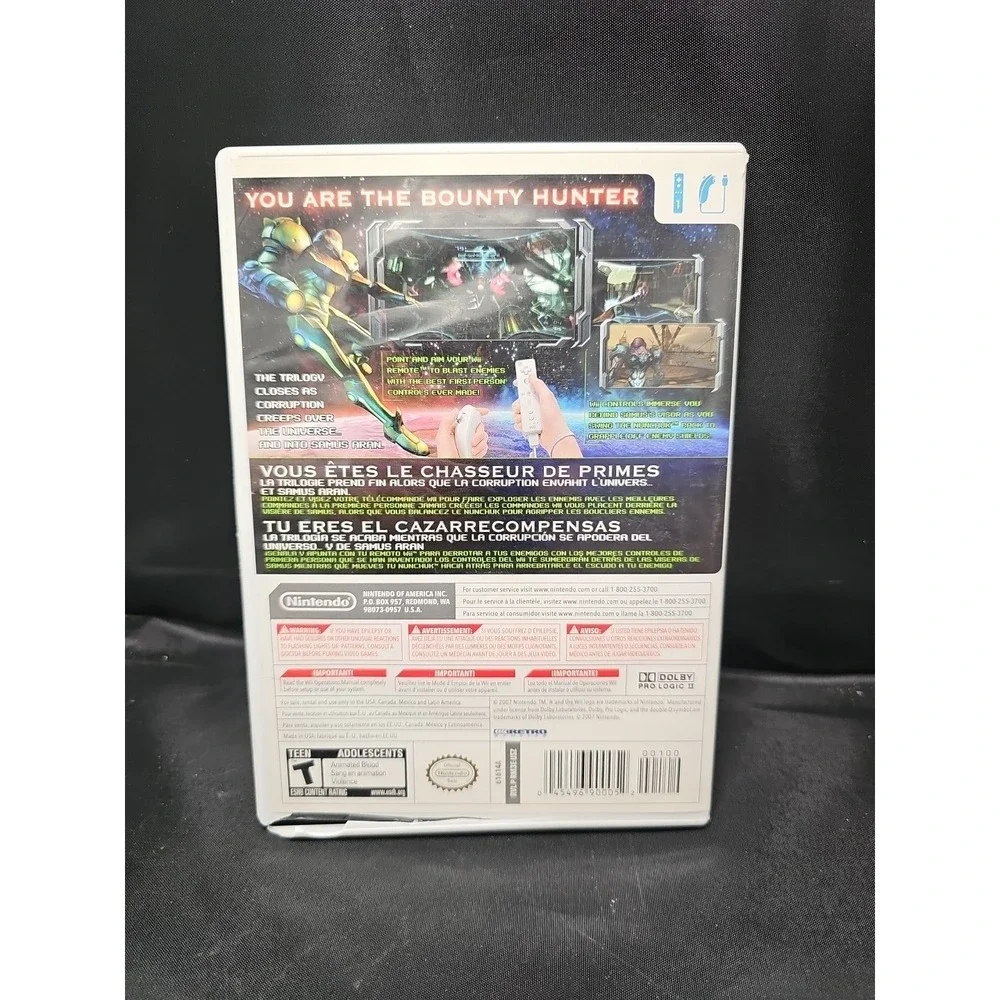Metroid Prime 3: Corruption (Nintendo Wii, 2007) With Manual